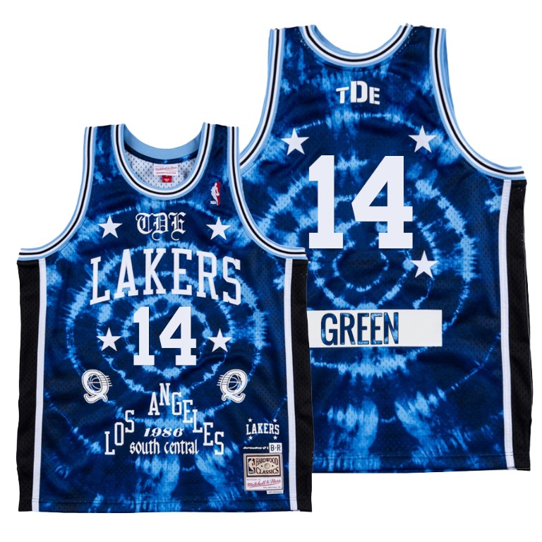 Men's Los Angeles Lakers Danny Green #14 NBA ScHoolboy Q Limited Edition REMIX Blue Basketball Jersey YMP1583RF